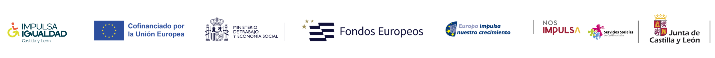 Logos del programa: IMPULSA IGUALDAD CyL, Fondos Europeos y Gerencia de Servicios Sociales JCyL