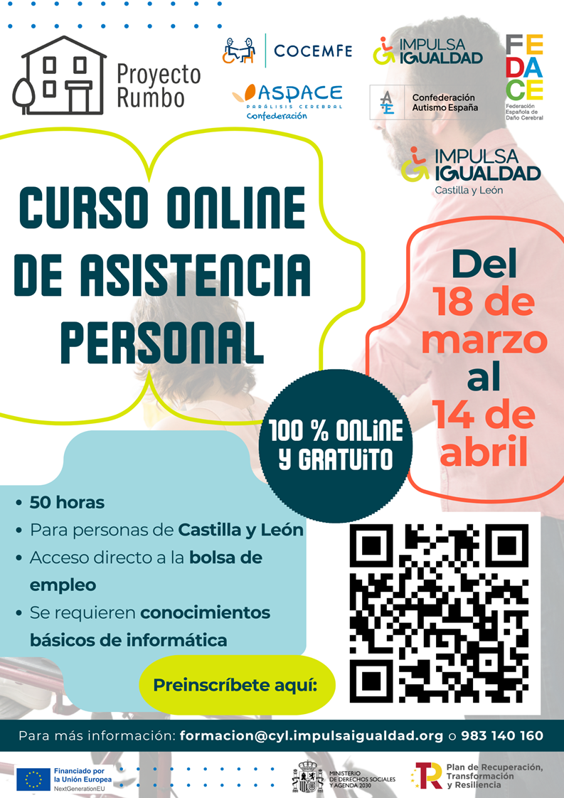  Cartel del curso con las fechas, lugar sesiones presenciales, datos de contacto y logos organizadores y colaboradores.