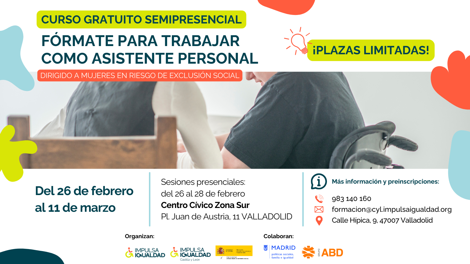 Cartel curso asistencia personal mujer