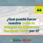 Fotografía de la fachada de la oficina de la calle Hípica, 9 de Valladolid de IMPULSA IGUALDAD Castilla y León, y encima el texto “¿Qué puede hacer nuestro Servicio Integral de Asistencia Personal (SIAP) por ti?”. Abajo, los logos de IMPULSA IGUALDAD CyL y Fundación ONCE.